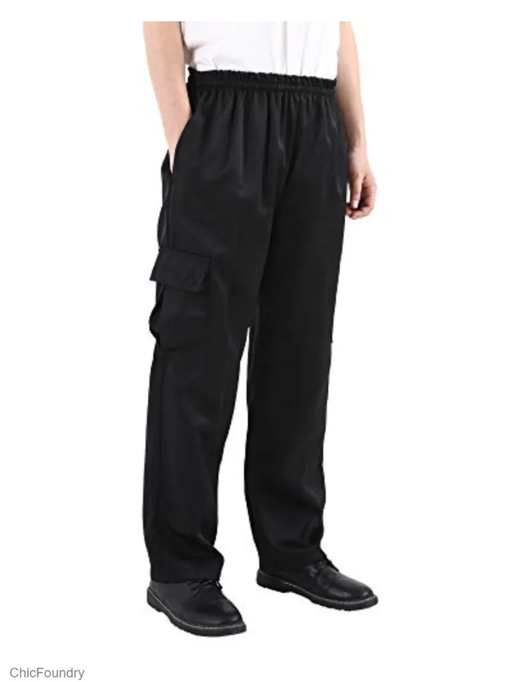 Baggy Cargo Chef Pants Floral Restaurant Work Loose Fit Polyester Unisex